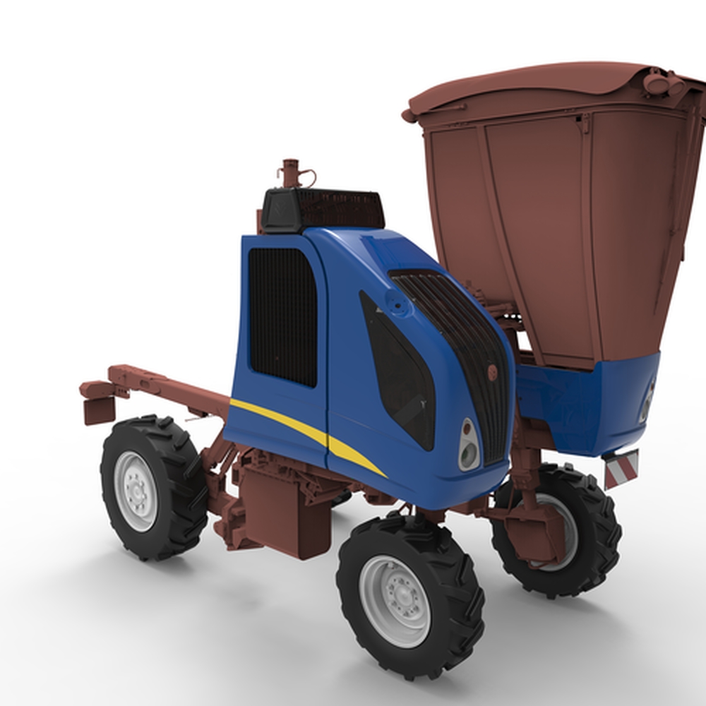 Engine hood, cooling system and chin skirt under cab