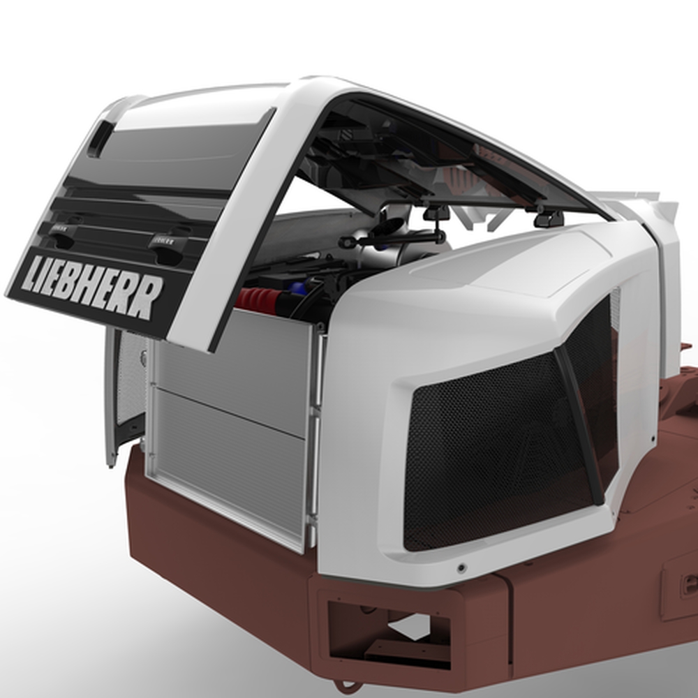 Engine hood for articulated truck